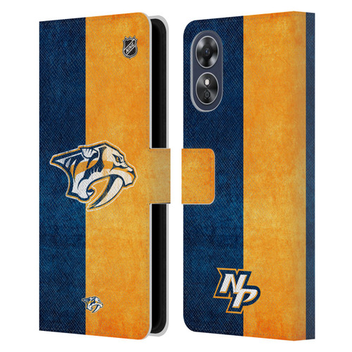 NHL Nashville Predators Half Distressed Leather Book Wallet Case Cover For OPPO A17