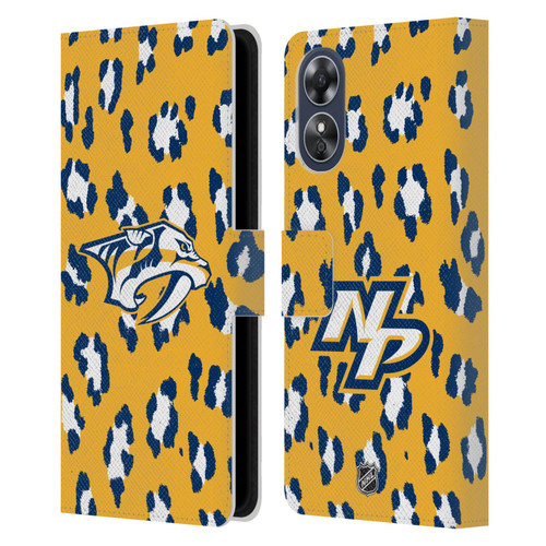 NHL Nashville Predators Leopard Patten Leather Book Wallet Case Cover For OPPO A17