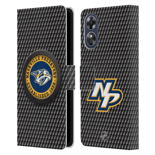 NHL Nashville Predators Puck Texture Leather Book Wallet Case Cover For OPPO A17