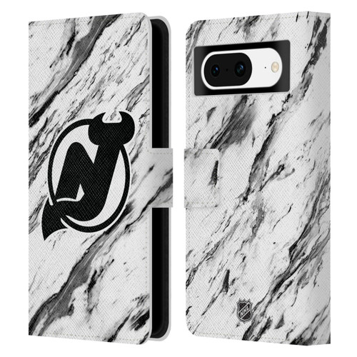 NHL New Jersey Devils Marble Leather Book Wallet Case Cover For Google Pixel 8