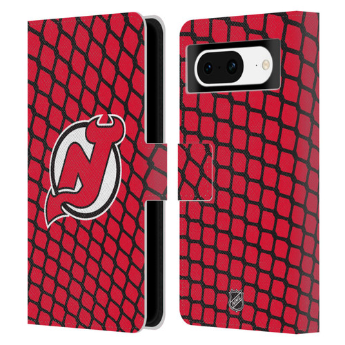 NHL New Jersey Devils Net Pattern Leather Book Wallet Case Cover For Google Pixel 8
