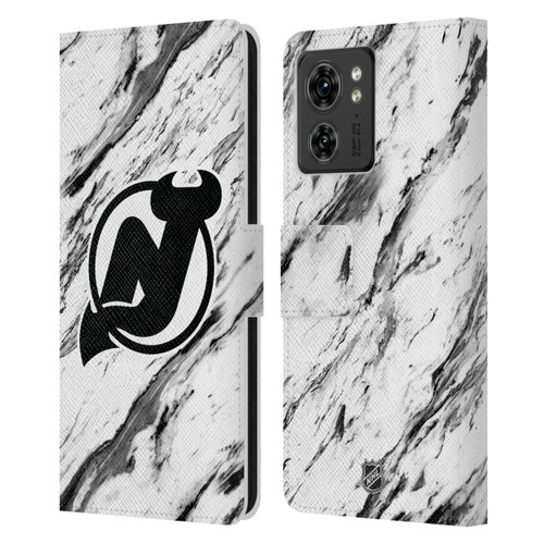 NHL New Jersey Devils Marble Leather Book Wallet Case Cover For Motorola Moto Edge 40