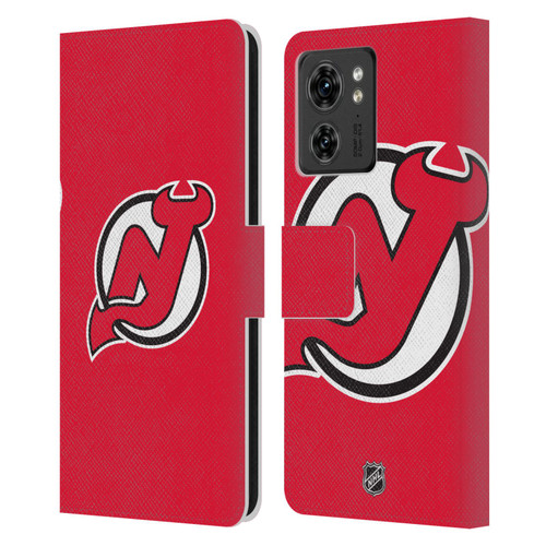 NHL New Jersey Devils Plain Leather Book Wallet Case Cover For Motorola Moto Edge 40