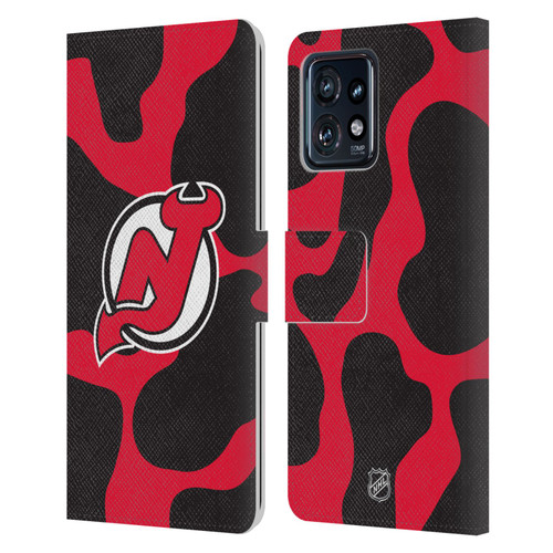 NHL New Jersey Devils Cow Pattern Leather Book Wallet Case Cover For Motorola Moto Edge 40 Pro