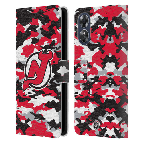 NHL New Jersey Devils Camouflage Leather Book Wallet Case Cover For OPPO A17