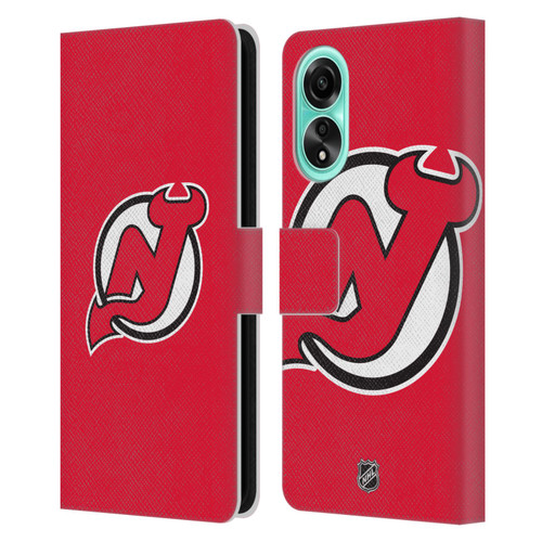 NHL New Jersey Devils Plain Leather Book Wallet Case Cover For OPPO A78 4G