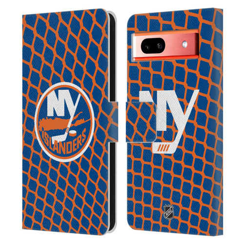 NHL New York Islanders Net Pattern Leather Book Wallet Case Cover For Google Pixel 7a