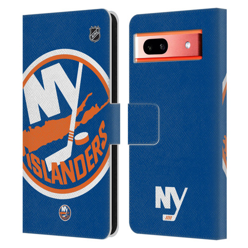 NHL New York Islanders Oversized Leather Book Wallet Case Cover For Google Pixel 7a