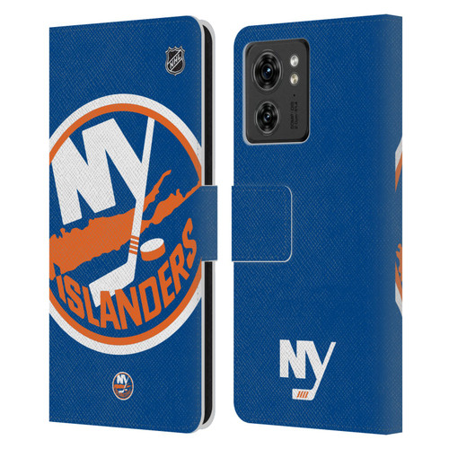 NHL New York Islanders Oversized Leather Book Wallet Case Cover For Motorola Moto Edge 40