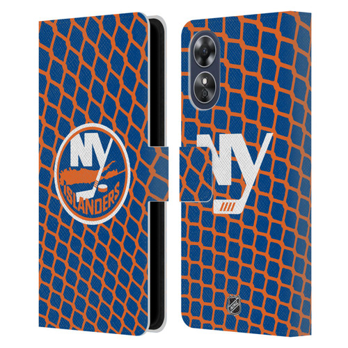NHL New York Islanders Net Pattern Leather Book Wallet Case Cover For OPPO A17