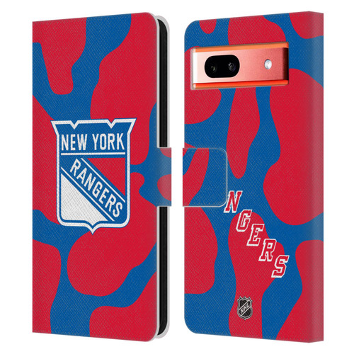 NHL New York Rangers Cow Pattern Leather Book Wallet Case Cover For Google Pixel 7a