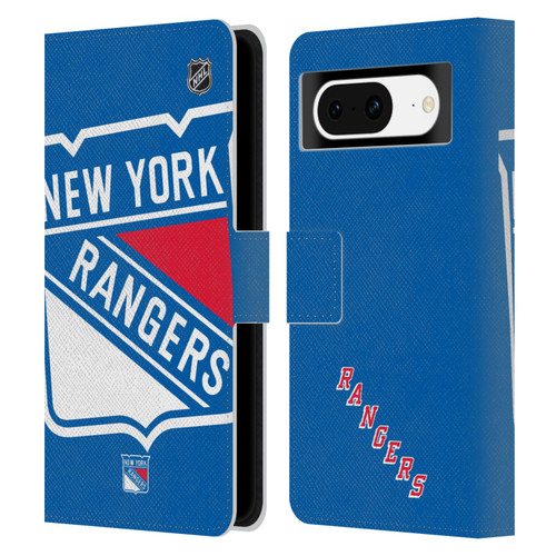 NHL New York Rangers Oversized Leather Book Wallet Case Cover For Google Pixel 8