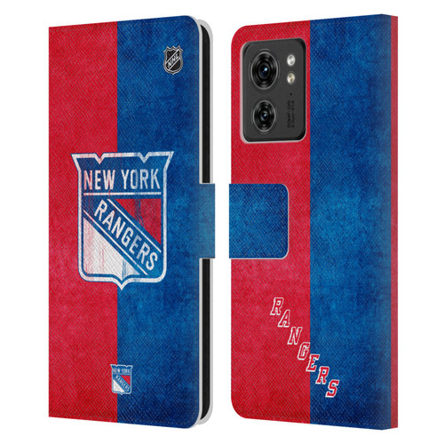 NHL New York Rangers Half Distressed Leather Book Wallet Case Cover For Motorola Moto Edge 40
