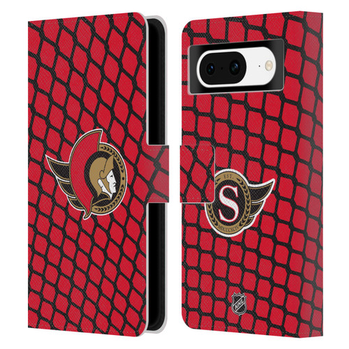 NHL Ottawa Senators Net Pattern Leather Book Wallet Case Cover For Google Pixel 8