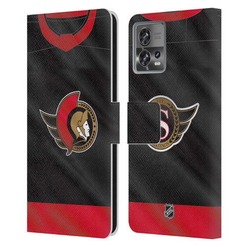 NHL Ottawa Senators Jersey Leather Book Wallet Case Cover For Motorola Moto Edge 30 Fusion