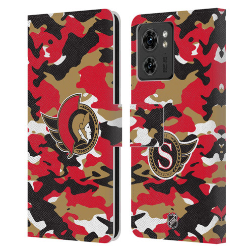 NHL Ottawa Senators Camouflage Leather Book Wallet Case Cover For Motorola Moto Edge 40