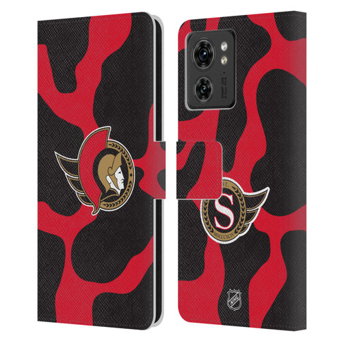 NHL Ottawa Senators Cow Pattern Leather Book Wallet Case Cover For Motorola Moto Edge 40