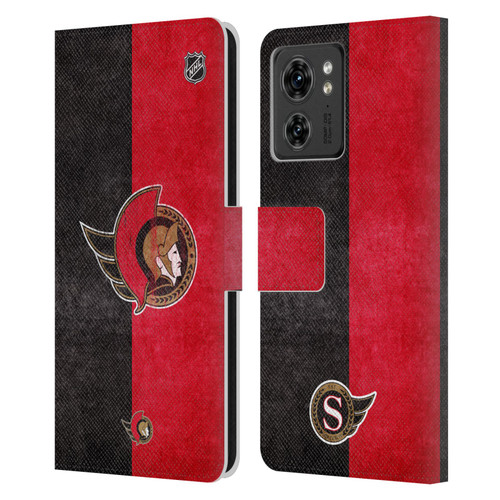 NHL Ottawa Senators Half Distressed Leather Book Wallet Case Cover For Motorola Moto Edge 40