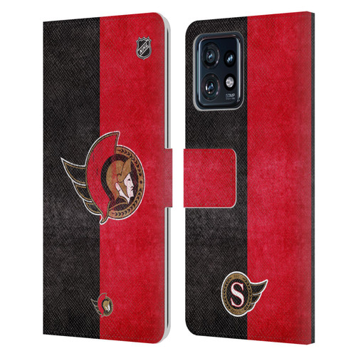 NHL Ottawa Senators Half Distressed Leather Book Wallet Case Cover For Motorola Moto Edge 40 Pro