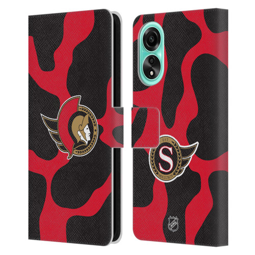 NHL Ottawa Senators Cow Pattern Leather Book Wallet Case Cover For OPPO A78 4G