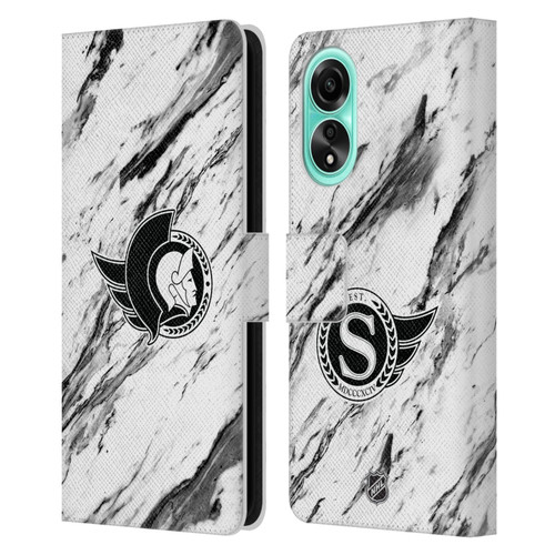 NHL Ottawa Senators Marble Leather Book Wallet Case Cover For OPPO A78 4G
