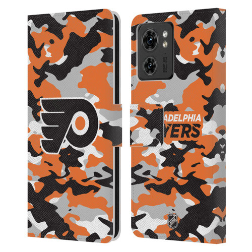 NHL Philadelphia Flyers Camouflage Leather Book Wallet Case Cover For Motorola Moto Edge 40