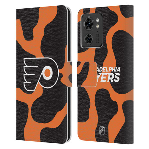 NHL Philadelphia Flyers Cow Pattern Leather Book Wallet Case Cover For Motorola Moto Edge 40