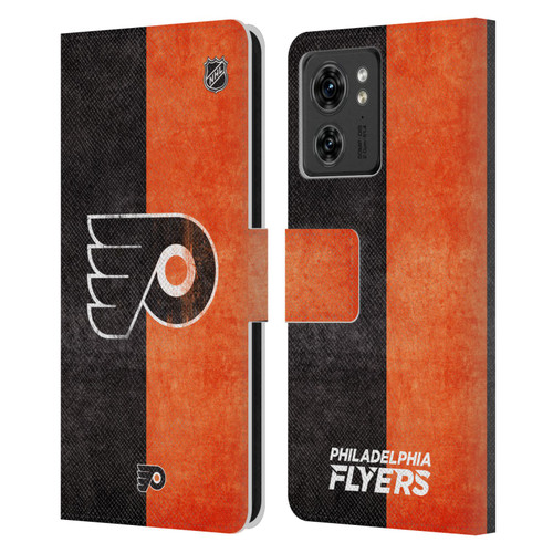 NHL Philadelphia Flyers Half Distressed Leather Book Wallet Case Cover For Motorola Moto Edge 40
