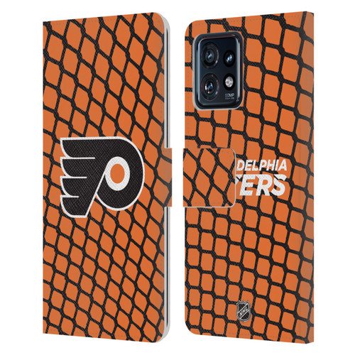 NHL Philadelphia Flyers Net Pattern Leather Book Wallet Case Cover For Motorola Moto Edge 40 Pro