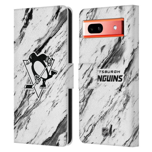 NHL Pittsburgh Penguins Marble Leather Book Wallet Case Cover For Google Pixel 7a