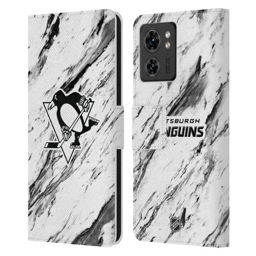 NHL Pittsburgh Penguins Marble Leather Book Wallet Case Cover For Motorola Moto Edge 40