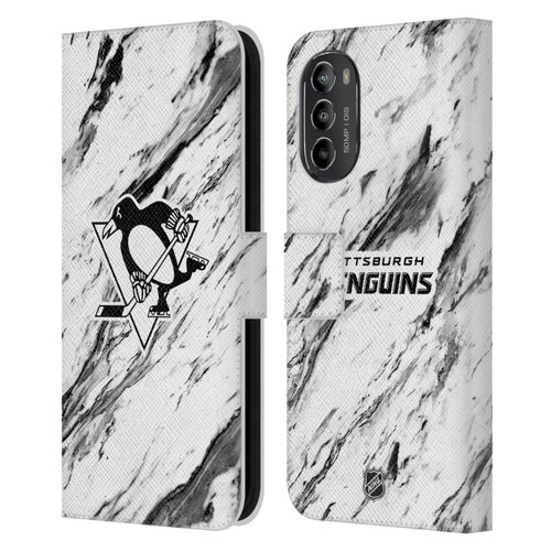 NHL Pittsburgh Penguins Marble Leather Book Wallet Case Cover For Motorola Moto G82 5G
