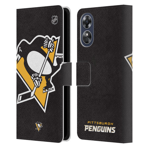 NHL Pittsburgh Penguins Oversized Leather Book Wallet Case Cover For OPPO A17