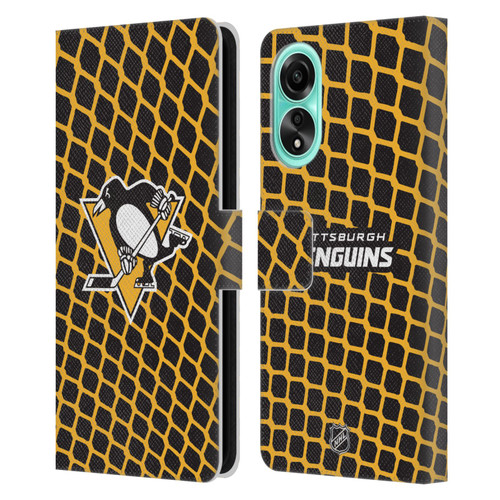 NHL Pittsburgh Penguins Net Pattern Leather Book Wallet Case Cover For OPPO A78 4G