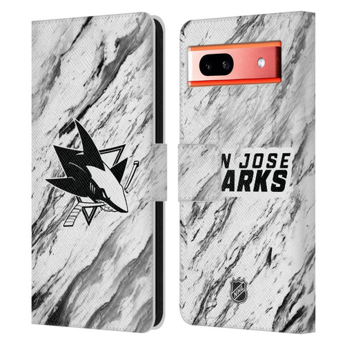 NHL San Jose Sharks Marble Leather Book Wallet Case Cover For Google Pixel 7a