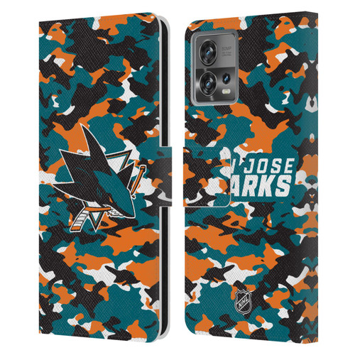 NHL San Jose Sharks Camouflage Leather Book Wallet Case Cover For Motorola Moto Edge 30 Fusion