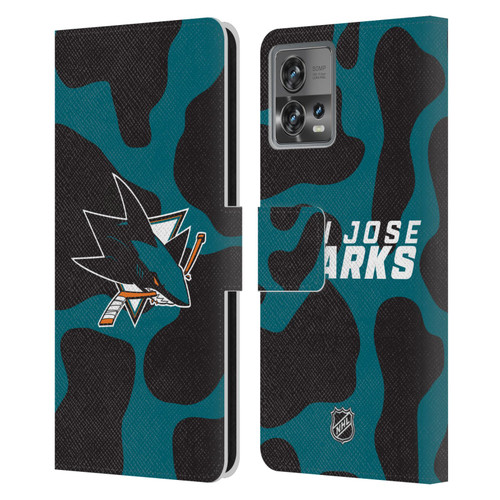 NHL San Jose Sharks Cow Pattern Leather Book Wallet Case Cover For Motorola Moto Edge 30 Fusion