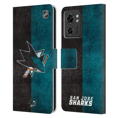 NHL San Jose Sharks Half Distressed Leather Book Wallet Case Cover For Motorola Moto Edge 40