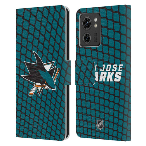 NHL San Jose Sharks Net Pattern Leather Book Wallet Case Cover For Motorola Moto Edge 40