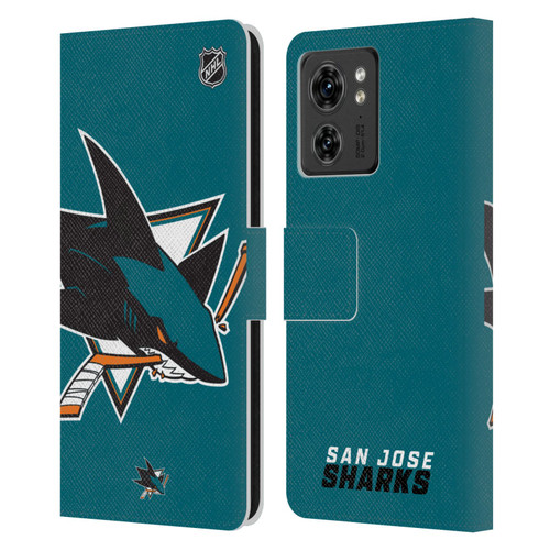 NHL San Jose Sharks Oversized Leather Book Wallet Case Cover For Motorola Moto Edge 40