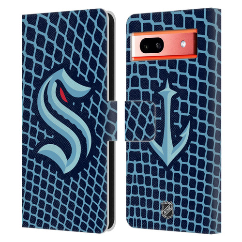 NHL Seattle Kraken Net Pattern Leather Book Wallet Case Cover For Google Pixel 7a