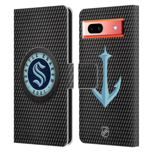 NHL Seattle Kraken Puck Texture Leather Book Wallet Case Cover For Google Pixel 7a