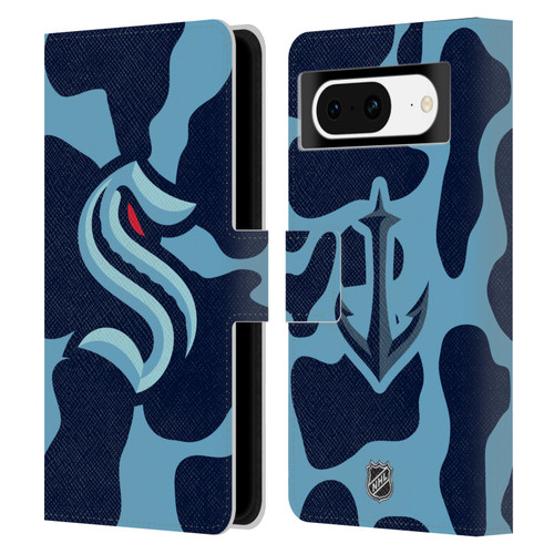 NHL Seattle Kraken Cow Pattern Leather Book Wallet Case Cover For Google Pixel 8