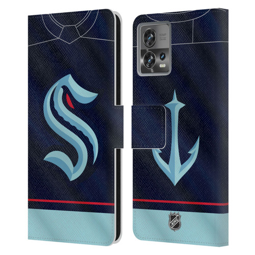 NHL Seattle Kraken Jersey Leather Book Wallet Case Cover For Motorola Moto Edge 30 Fusion