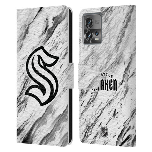 NHL Seattle Kraken Marble Leather Book Wallet Case Cover For Motorola Moto Edge 30 Fusion