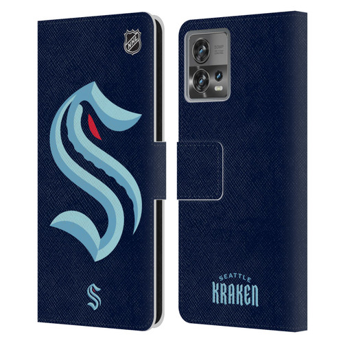 NHL Seattle Kraken Oversized Leather Book Wallet Case Cover For Motorola Moto Edge 30 Fusion