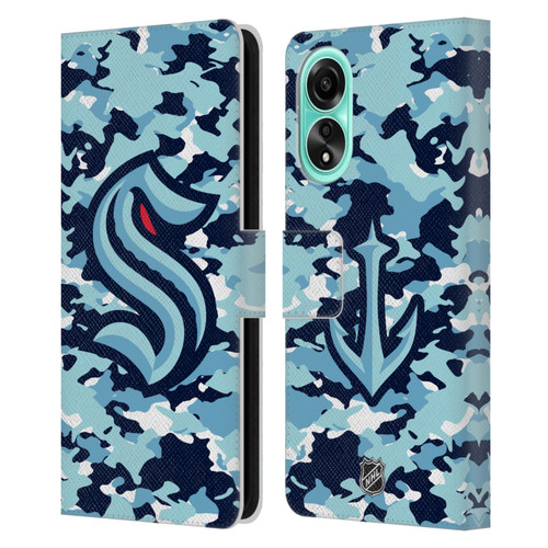 NHL Seattle Kraken Camouflage Leather Book Wallet Case Cover For OPPO A78 4G