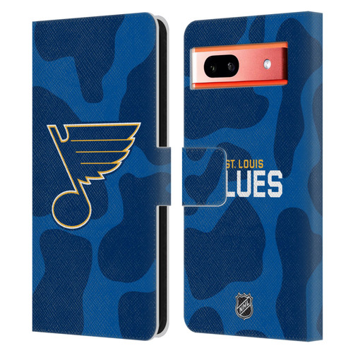 NHL St Louis Blues Cow Pattern Leather Book Wallet Case Cover For Google Pixel 7a