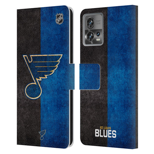 NHL St Louis Blues Half Distressed Leather Book Wallet Case Cover For Motorola Moto Edge 30 Fusion