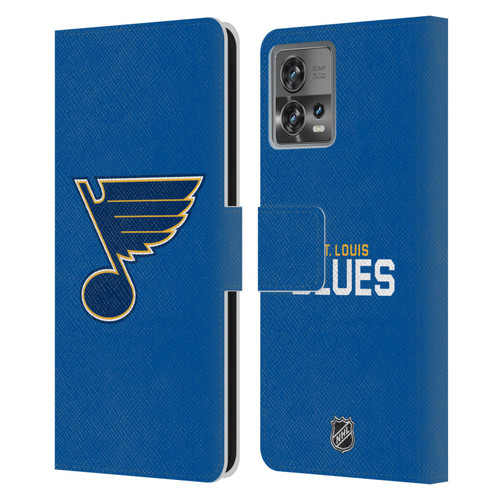 NHL St Louis Blues Plain Leather Book Wallet Case Cover For Motorola Moto Edge 30 Fusion